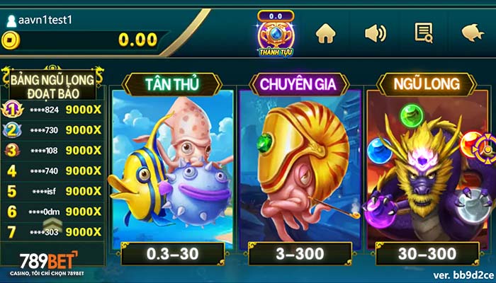 Các sảnh cược trong bắn cá ngũ long tại 789BET
